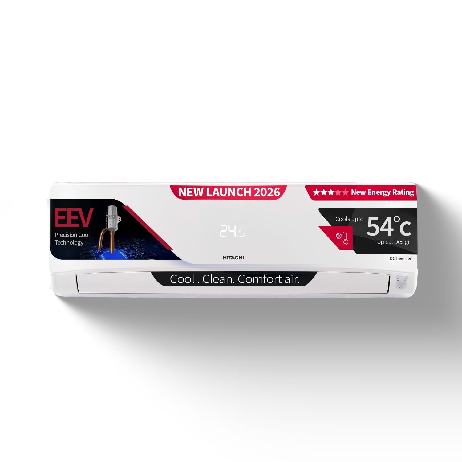 Hitachi 1.5 Ton 3 Star, New Star rated, Inverter Split AC(Copper, Smart View Display,