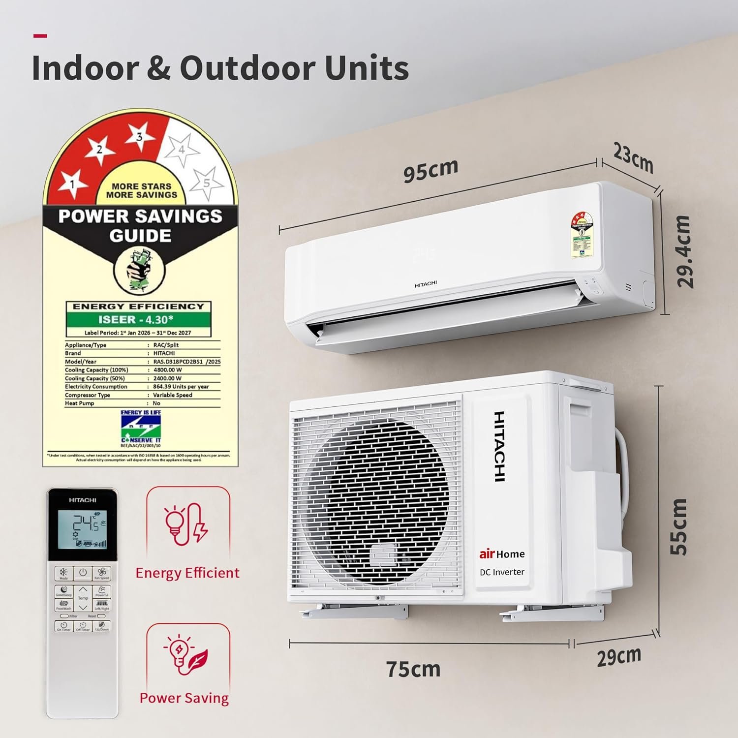 Inverter Split AC(Copper, Smart View Display,
